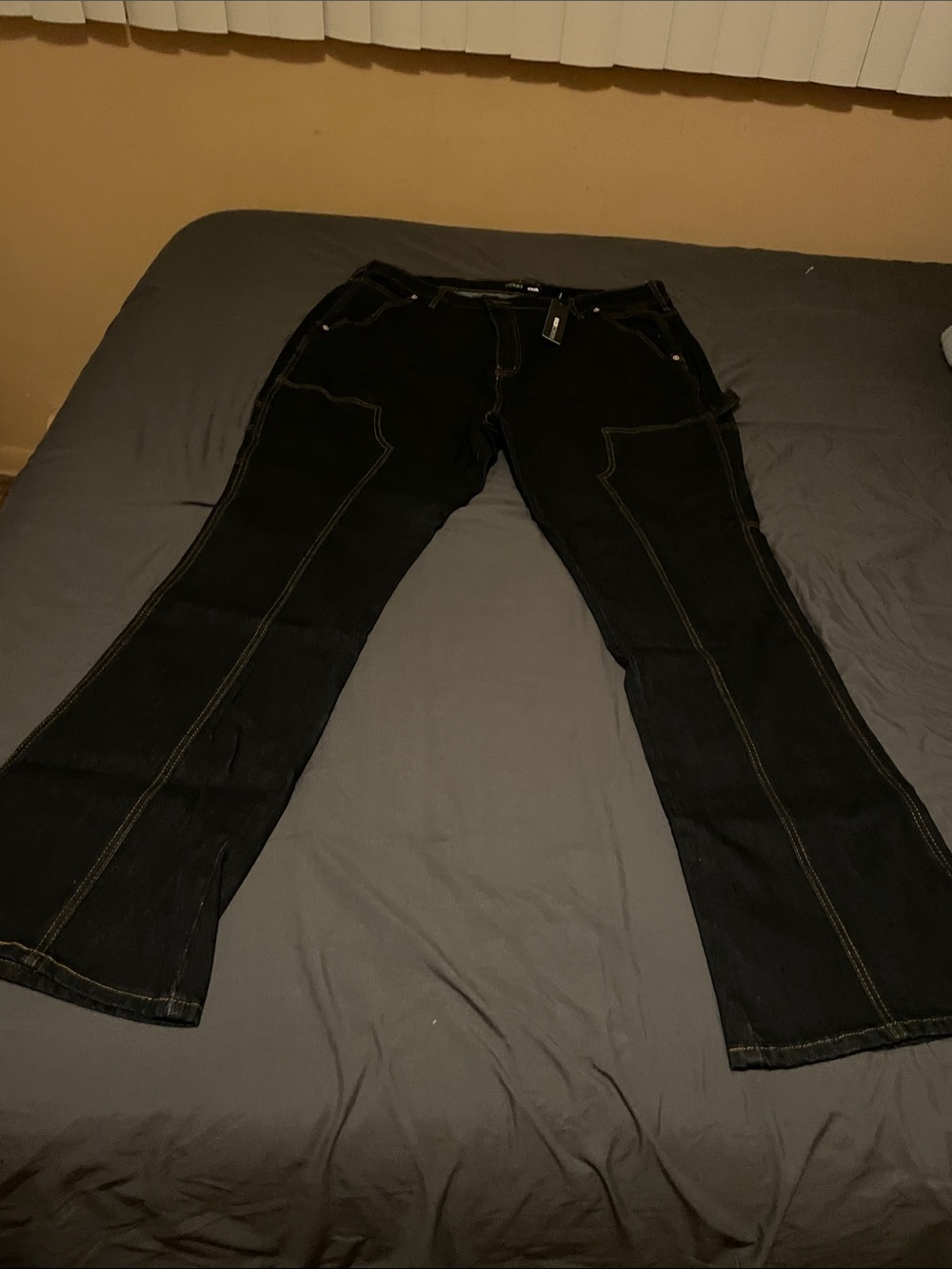 Fashion Nova Camellia Carpenter Mini Boot Cut Jeans